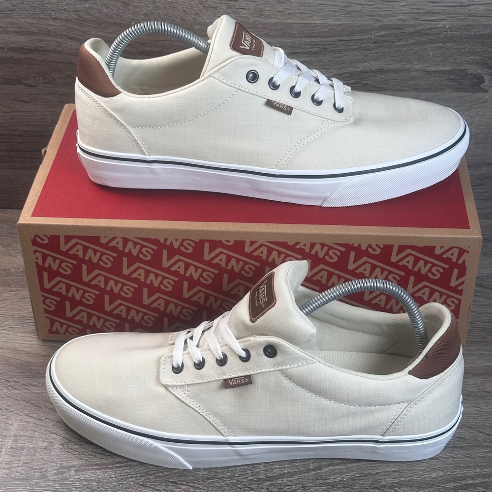 Vans Atwood Deluxe Sneaker Men 11.5 Woven Turtledove Cream Brown Skater Shoe NEW